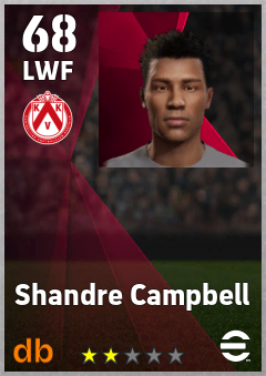 Shandre Campbell — LWF, OVR 68, MAX 68