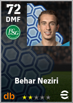 Behar Neziri — DMF, OVR 72, MAX 72