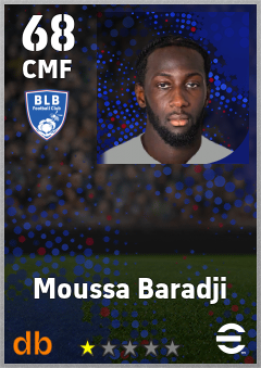 Moussa Baradji — CMF, OVR 68, MAX 68