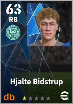 Hjalte Bidstrup — RB, OVR 63, MAX 63