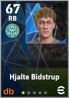 Hjalte Bidstrup — RB, OVR 67, MAX 67
