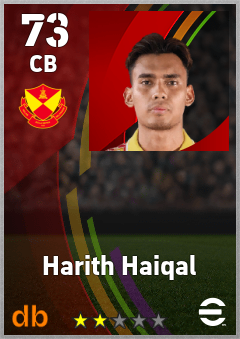 Harith Haiqal — CB, OVR 73, MAX 73