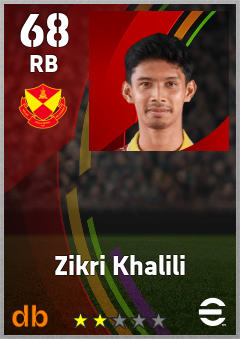 Zikri Khalili — RB, OVR 68, MAX 68