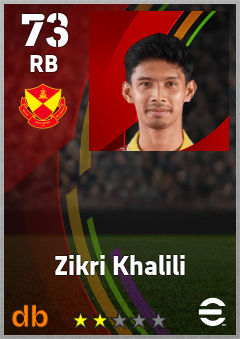 Zikri Khalili — RB, OVR 73, MAX 73