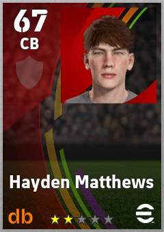 Hayden Matthews — CB, OVR 67, MAX 67