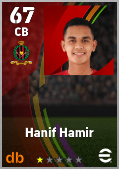 Hanif Hamir — CB, OVR 67, MAX 67