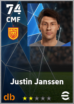 Justin Janssen — CMF, OVR 74, MAX 74