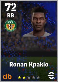 Ronan Kpakio — RB, OVR 72, MAX 72