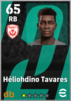 Héliohdino Tavares — RB, OVR 65, MAX 65