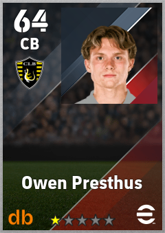 Owen Presthus — CB, OVR 64, MAX 64
