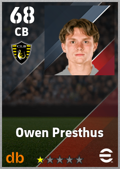 Owen Presthus — CB, OVR 68, MAX 68