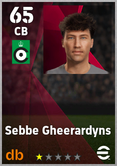 Sebbe Gheerardyns — CB, OVR 65, MAX 65