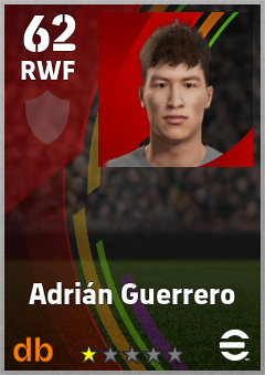 Adrián Guerrero — RWF, OVR 62, MAX 62