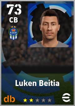 Luken Beitia — CB, OVR 73, MAX 73