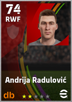 Andrija Radulović — RWF, OVR 74, MAX 74