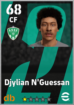 Djylian N'Guessan — CF, OVR 68, MAX 68