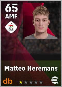 Matteo Heremans — AMF, OVR 65, MAX 65