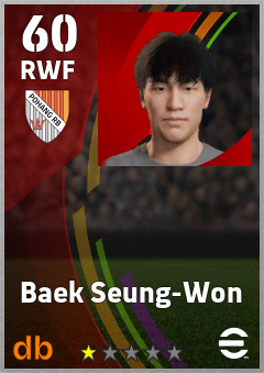 Baek Seung-Won — RWF, OVR 60, MAX 60