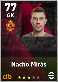 Nacho Mirás — GK, OVR 77, MAX 77