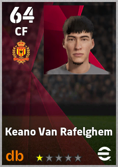 Keano Van Rafelghem — CF, OVR 64, MAX 64