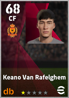 Keano Van Rafelghem — CF, OVR 68, MAX 68