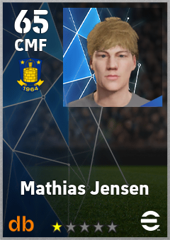 Mathias Jensen — CMF, OVR 65, MAX 65