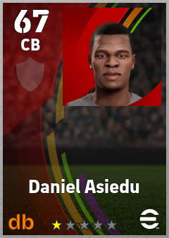 Daniel Asiedu — CB, OVR 67, MAX 67