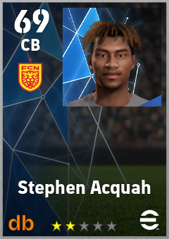 Stephen Acquah — CB, OVR 69, MAX 69