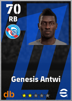 Genesis Antwi — RB, OVR 70, MAX 70