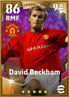 David Beckham — RMF, OVR 86, MAX 94