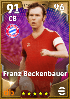 Franz Beckenbauer — CB, OVR 91, MAX 96