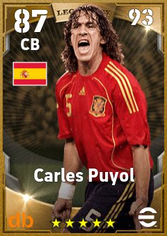 Carles Puyol — CB, OVR 87, MAX 93