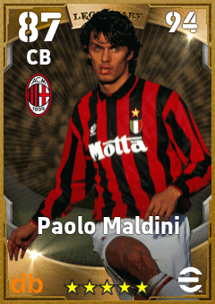 Paolo Maldini — CB, OVR 87, MAX 94