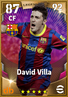 David Villa — CF, OVR 87, MAX 92