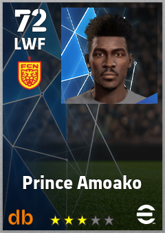 Prince Amoako — LWF, OVR 72, MAX 72