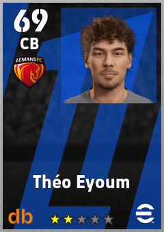 Théo Eyoum — CB, OVR 69, MAX 69