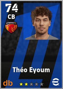 Théo Eyoum — CB, OVR 74, MAX 74
