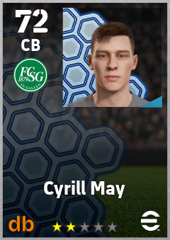Cyrill May — CB, OVR 72, MAX 72