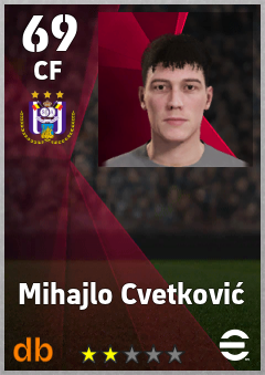 Mihajlo Cvetković — CF, OVR 69, MAX 69
