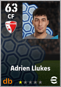 Adrien Llukes — CF, OVR 63, MAX 63
