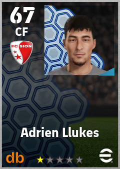 Adrien Llukes — CF, OVR 67, MAX 67