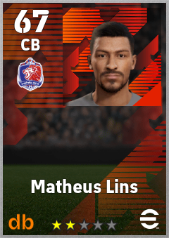 Matheus Lins — CB, OVR 67, MAX 67