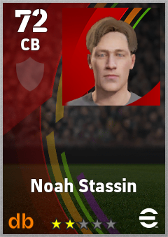 Noah Stassin — CB, OVR 72, MAX 72