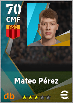 Mateo Pérez — CMF, OVR 70, MAX 70