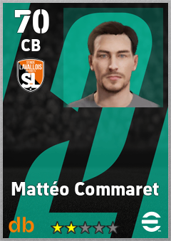 Mattéo Commaret — CB, OVR 70, MAX 70