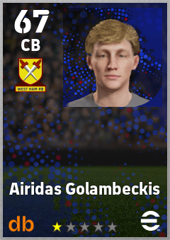 Airidas Golambeckis — CB, OVR 67, MAX 67