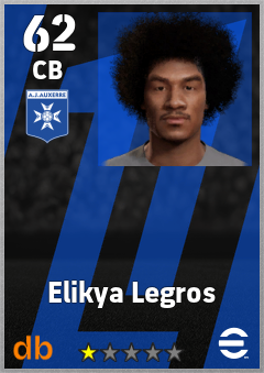 Elikya Legros — CB, OVR 62, MAX 62