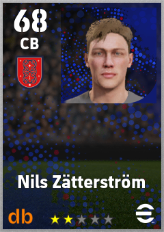 Nils Zätterström — CB, OVR 68, MAX 68