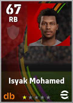 Isyak Mohamed — RB, OVR 67, MAX 67