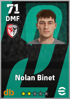 Nolan Binet — DMF, OVR 71, MAX 71